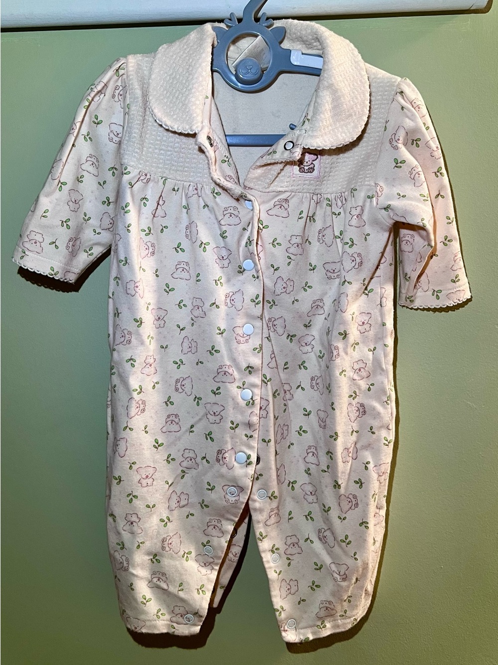 Vintage Pink Floral Koala Print Baby Romper